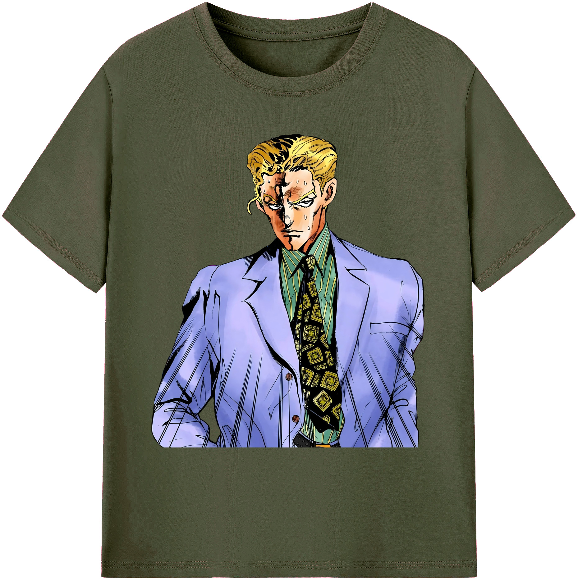 （画像用） ジョジョの奇妙な冒険 きら よしかげ JoJo's Bizarre Adventure Kira Yoshikage 綿100％ メンズ半袖Tシャツ｜肌触りやわらか＆通気性
